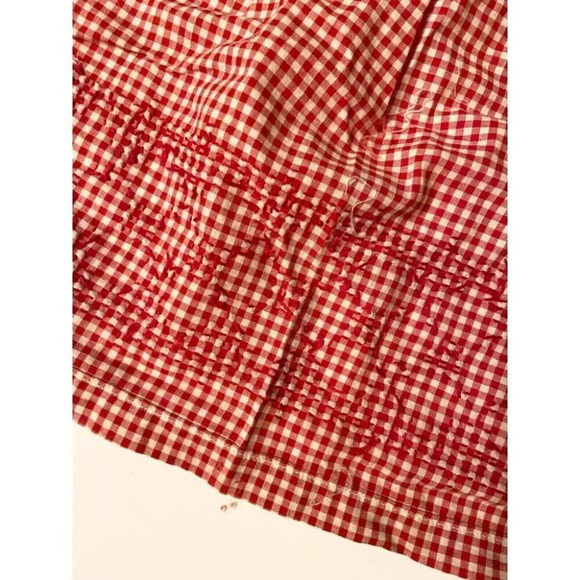 Vintage Red and White Pattern Half Apron One Pocket 18  Inch Long Tie Back - Picture 12 of 12